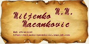 Miljenko Macanković vizit kartica